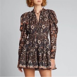Ulla Johnson Willow Long Sleeve Floral Dress in Obsidian Size 4
